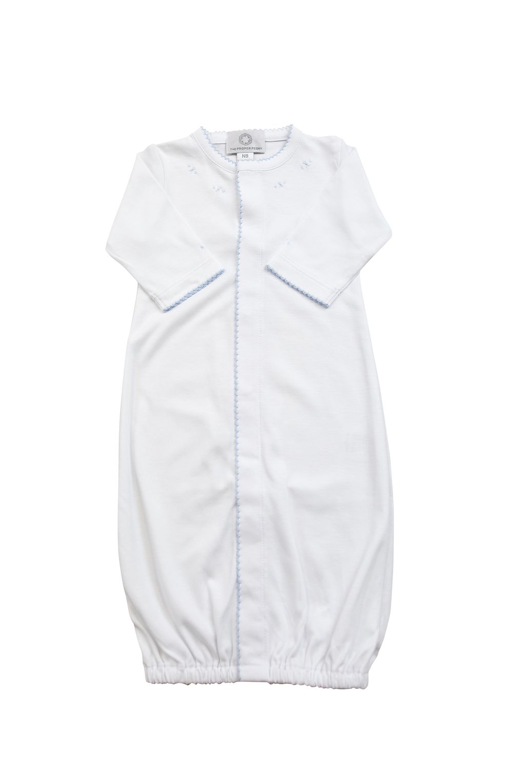 White Pima Converter Gown White with Blue