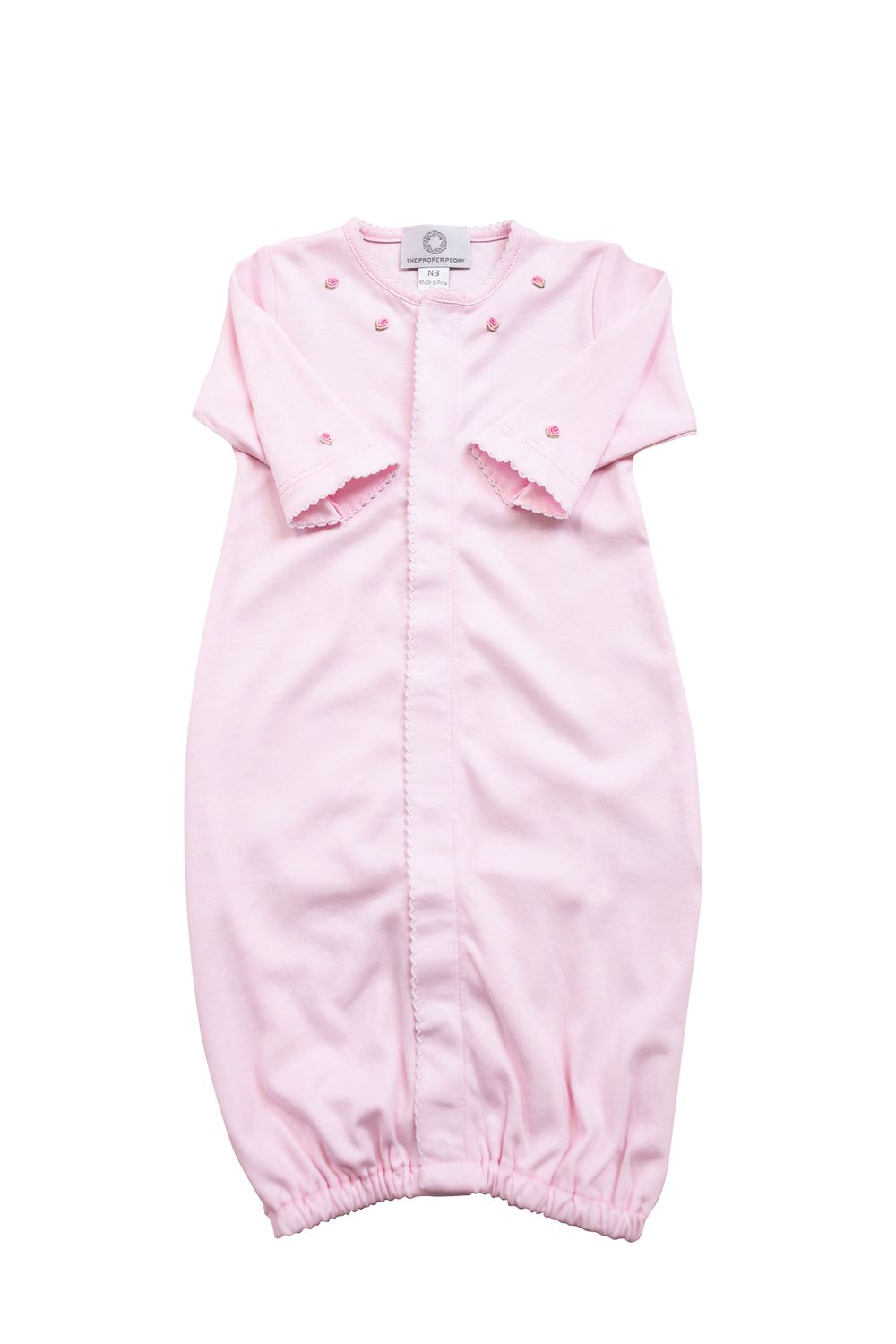 Pink Pima Converter Gown with Rosebuds