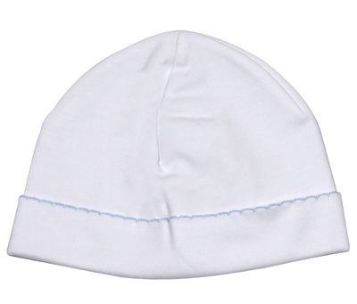 White Pima Cap with Blue