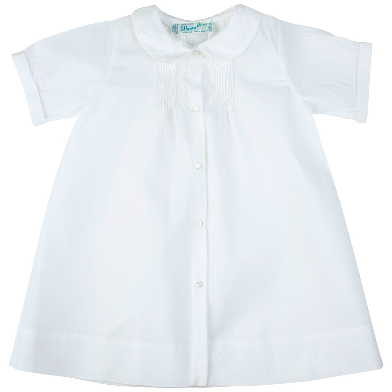 Boys Embroidered Collar Folded Daygown White NB