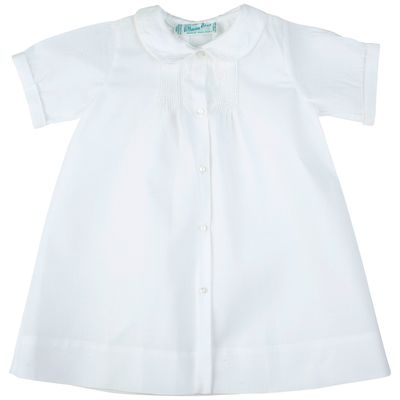 Boys Embroidered Collar Folded Daygown White NB