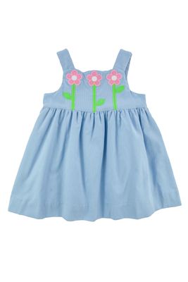 Blue Corduroy Jumper w/ Flowers