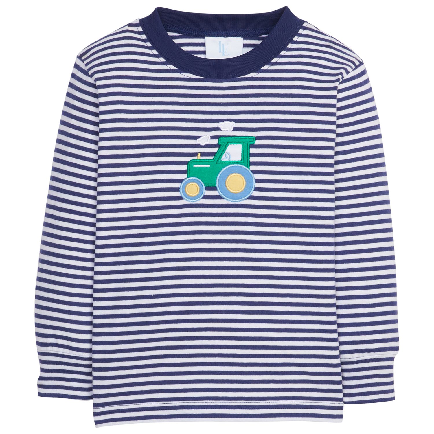 Applique T-Shirt - Tractor Long Sleeve Stripe