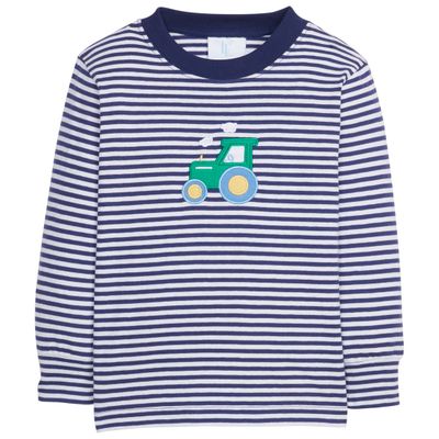 Applique T-Shirt - Tractor Long Sleeve Stripe