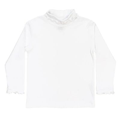 White Ruffle Turtle Neck Girls