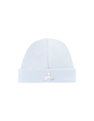 Baby Lambs Blue Hat w Piping Trim, Light Blue NB