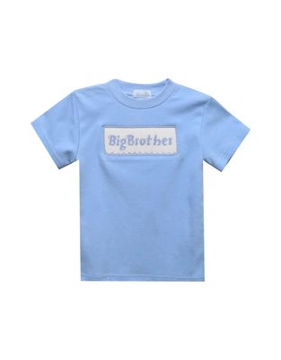 Big Brother Smocked Light Blue Tee