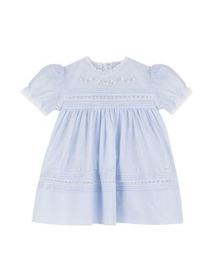 Blue Floral Bullions And Lace Dress 