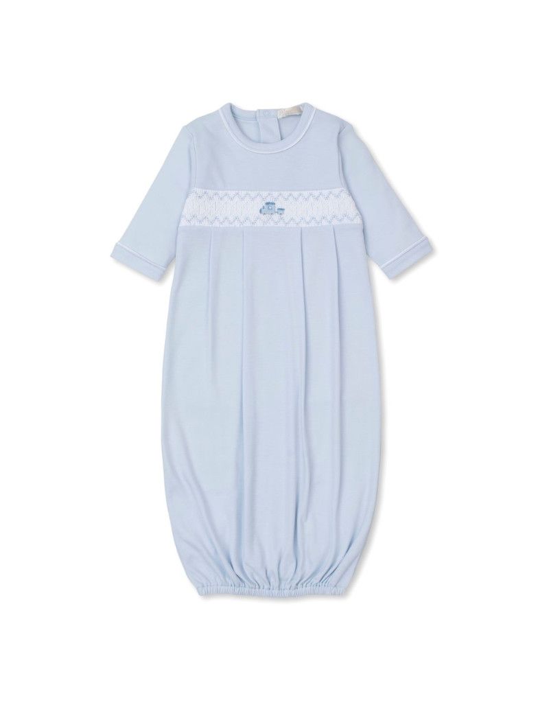 Blue Gown with Hand Smocked Train