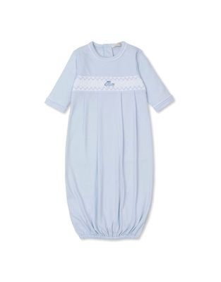 Blue Gown with Hand Smocked Train