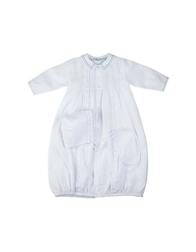 Boys Dot Take Me Home White/Blue Gown and Hat NB