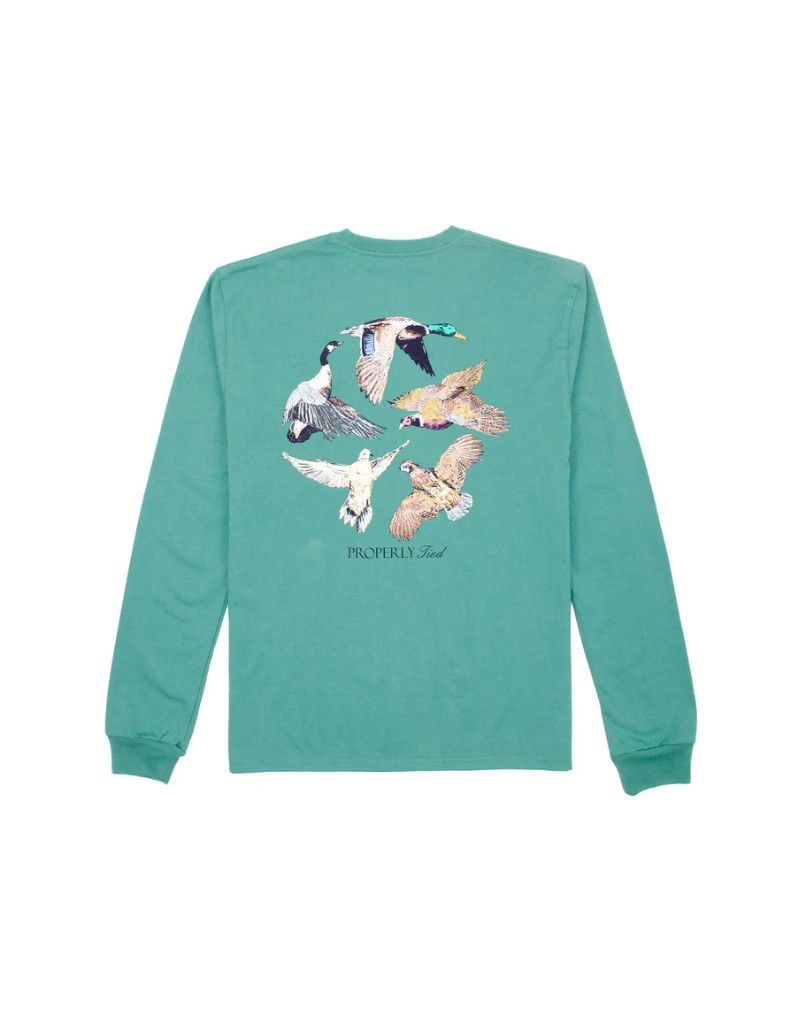 Boys Flock Long Sleeve Tee, Teal