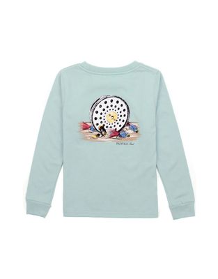 Boys Fly Reel Long Sleeve Tee, Marine Mist