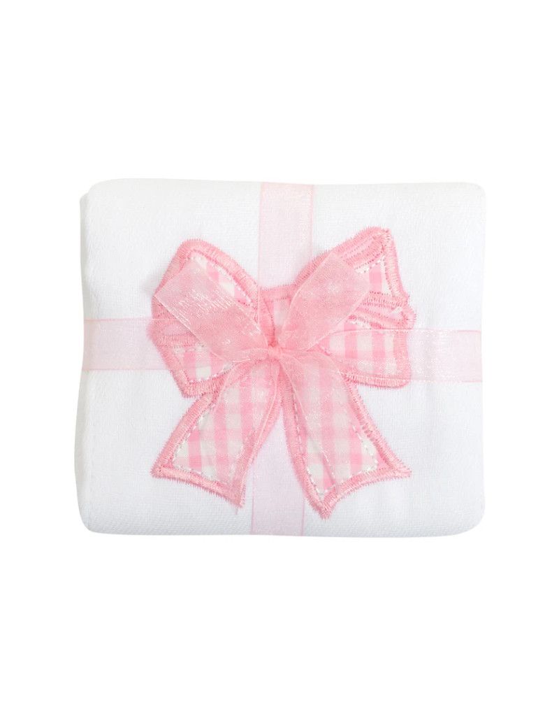 Burp Cloth Pink Bow Applique