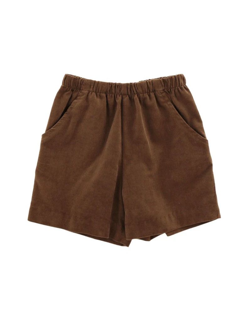 Chocolate Cord Elastic Waist Shorts