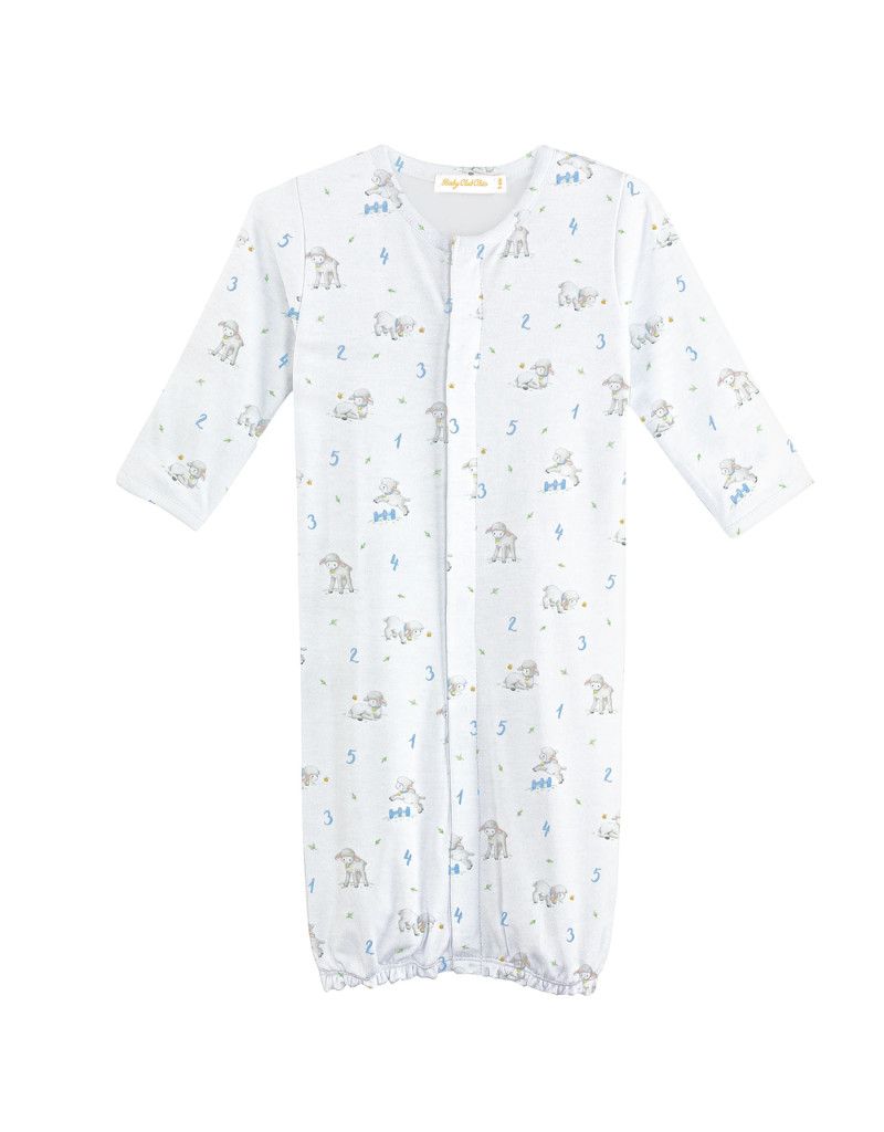 Counting Baby Sheep  Blue Printed Conv Gown NB