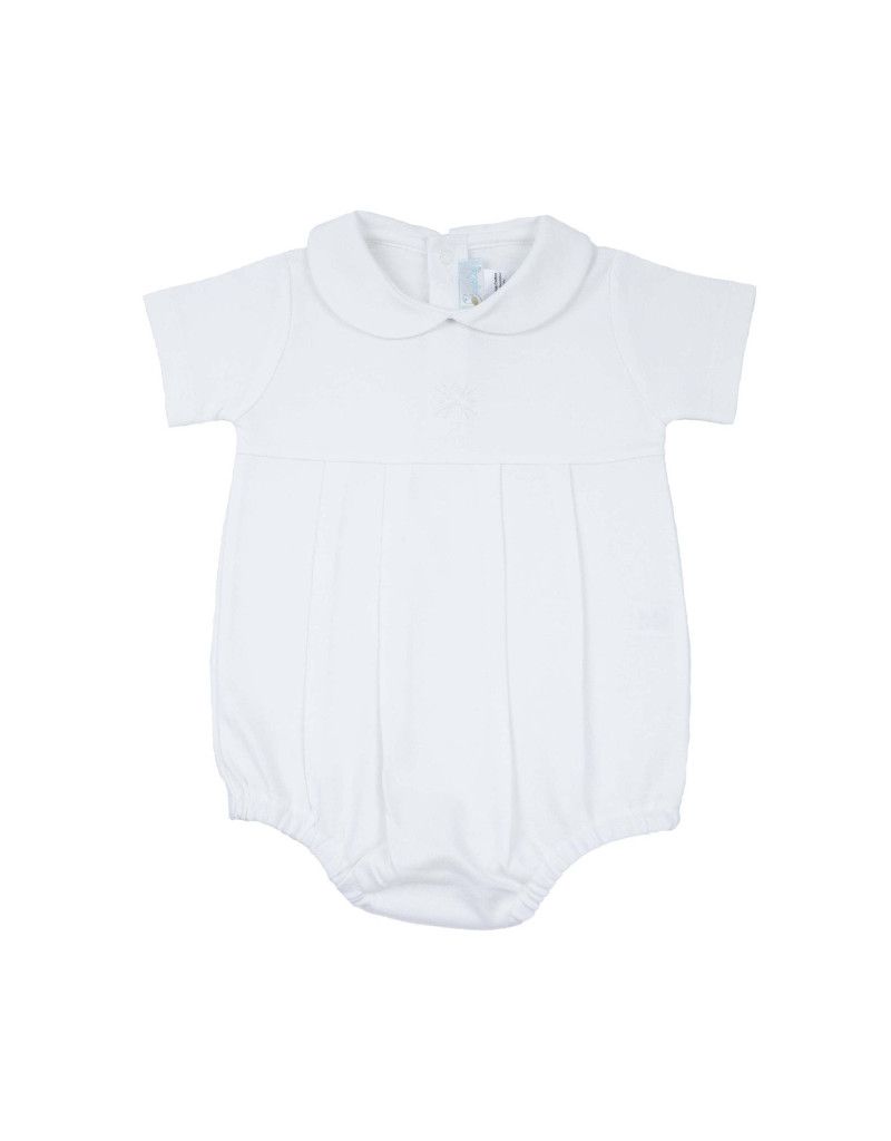 Cross Bubble Romper, White