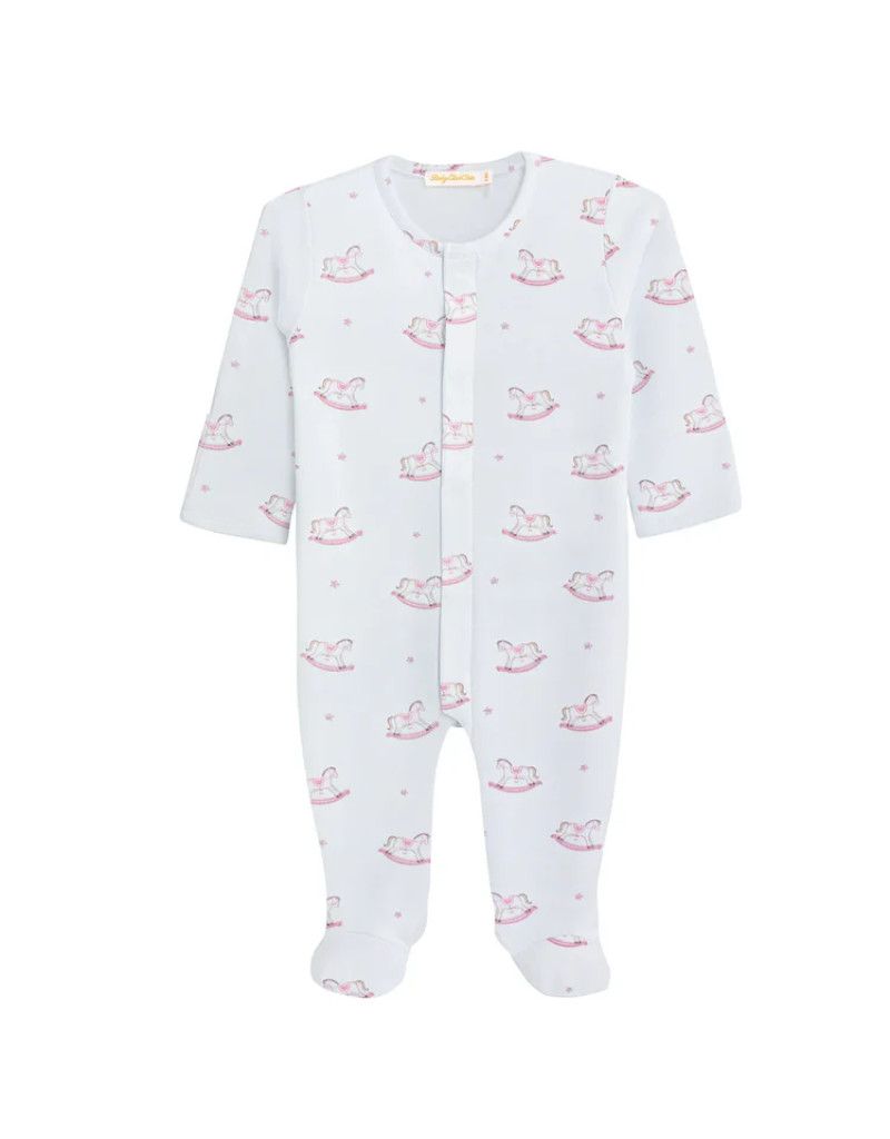 Cute Rocking Horse Pink Printed Footie