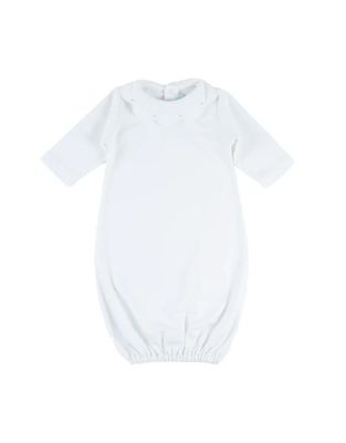 Embroidered Collar Day Gown, Pink Trim