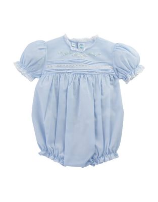 Floral Bullions And Lace Romper Blue