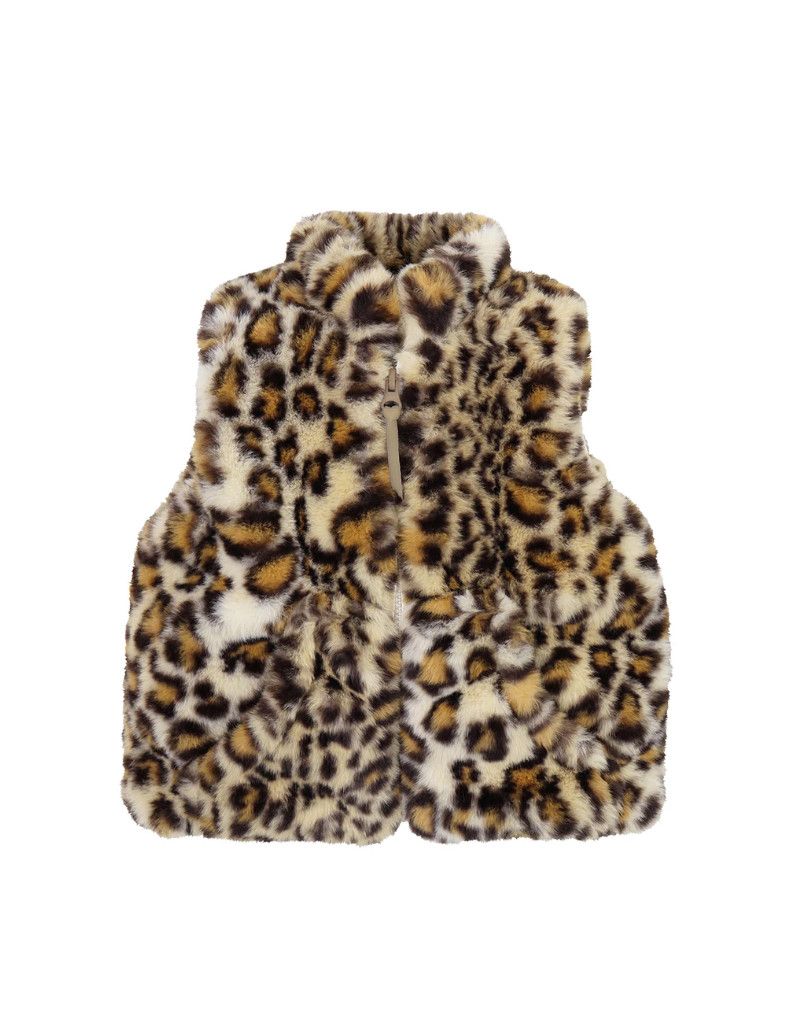 Golden Leopard Zip Front Vest