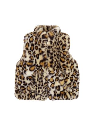 Golden Leopard Zip Front Vest