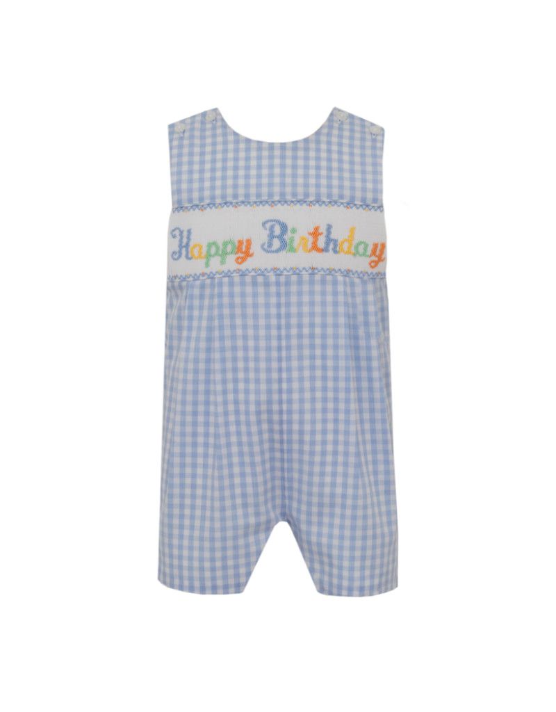 Happy Birthday Boy&#39;s Light Blue Gingham Jon Jon