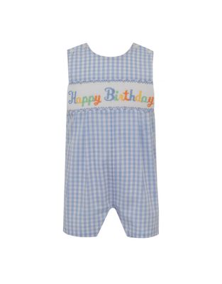 Happy Birthday Boy&#39;s Light Blue Gingham Jon Jon