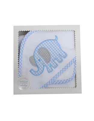 Hooded Towel and Washcloth Set, Blue Elephant