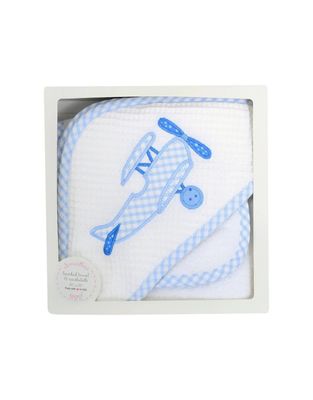 Hooded Towel and Washcloth Set, Blue Plane