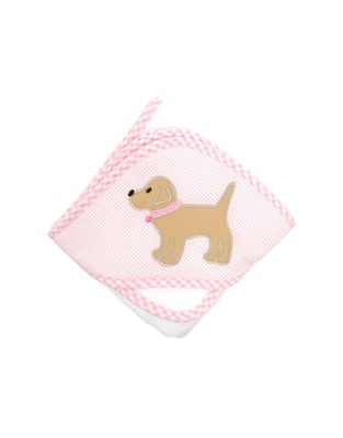 Hooded Towel and Washcloth Set, Pink Lab Puppy