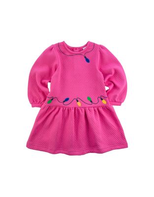 Jacquard Knit Dress with String Lights