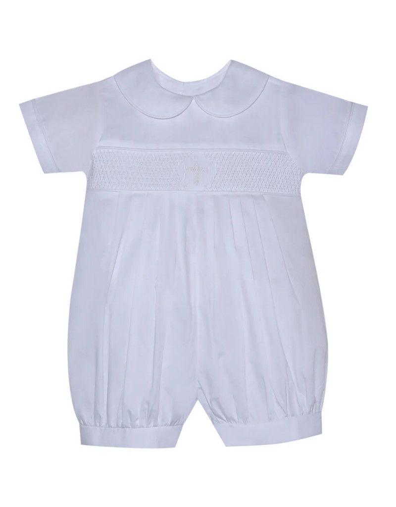 Kingston Boy Romper, Smocked Cross
