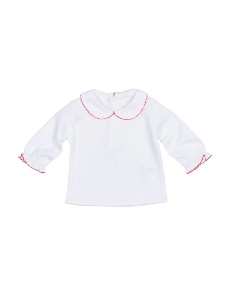 Knit Long Sleeve Blouse w Fuchsia Picot 