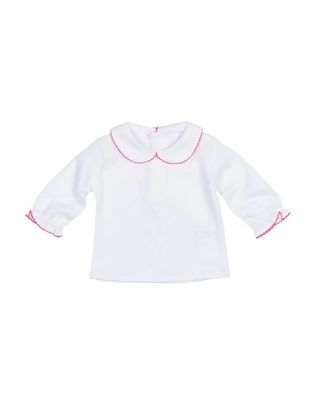 Knit Long Sleeve Blouse w Fuchsia Picot 
