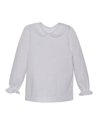 L/S White Peter Pan Knit Shirt