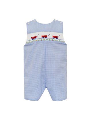 Light Blue Gingham Jon Jon W/Smocked Wagon