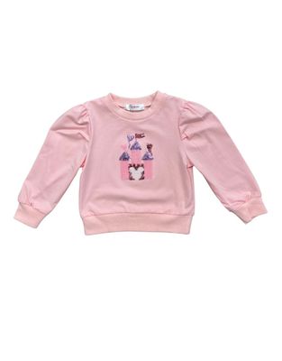 Lily Castle Pink Sequin Long Puff Sleeve Shirt