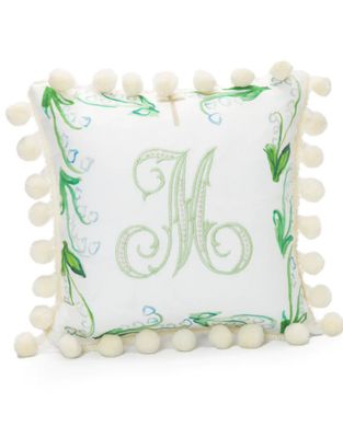 Lily Of The Valley 10X10 Cross Pillow W/Poms
