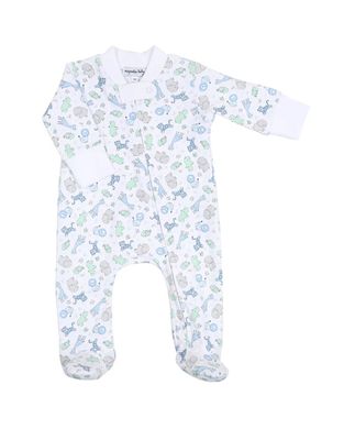 Little Safari Printed Zipped Footie, Blue