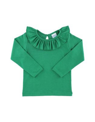 Long Sleeve Ruffled Tee, Kelly