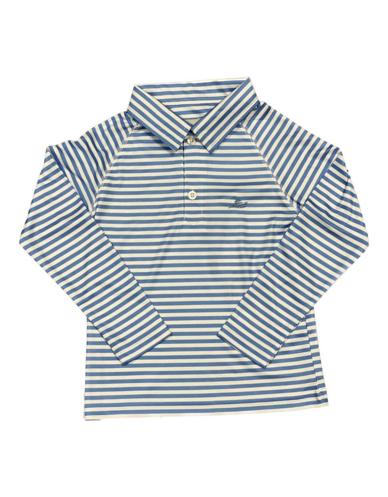 LS Dryfit Classic Blue/White Stripe Polo