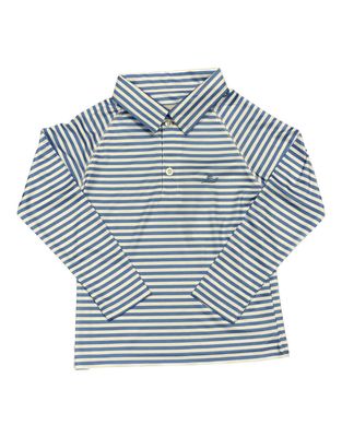LS Dryfit Classic Blue/White Stripe Polo