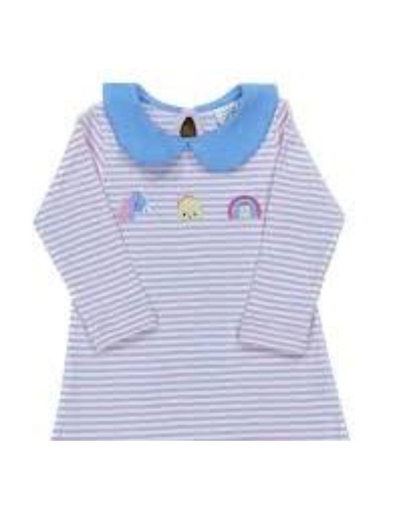 LS Pink Stripe A-line Dress with Unicorn Trio