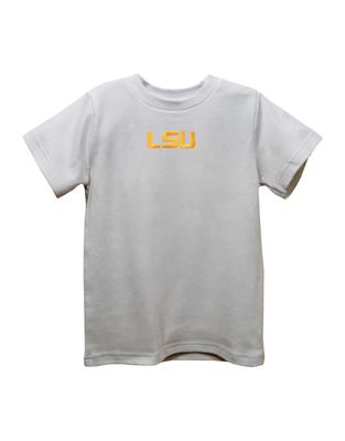 LSU Embroidered White SS Tee