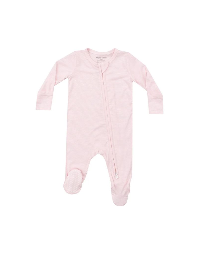 Lt Pink Stripe 2 Way Zipper Footie