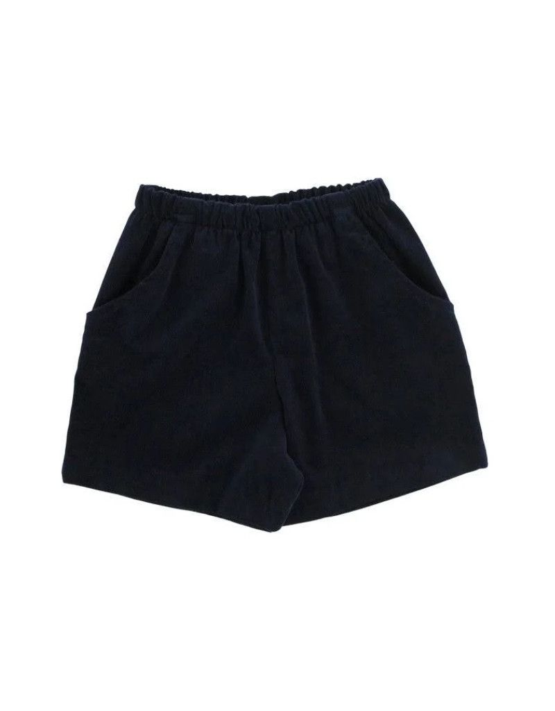 Navy Cord Elastic Waist Shorts