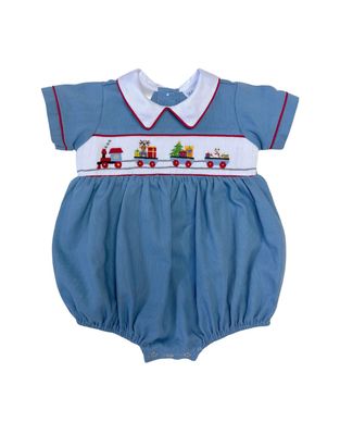 Noah Christmas Train Smocked  Bubble   