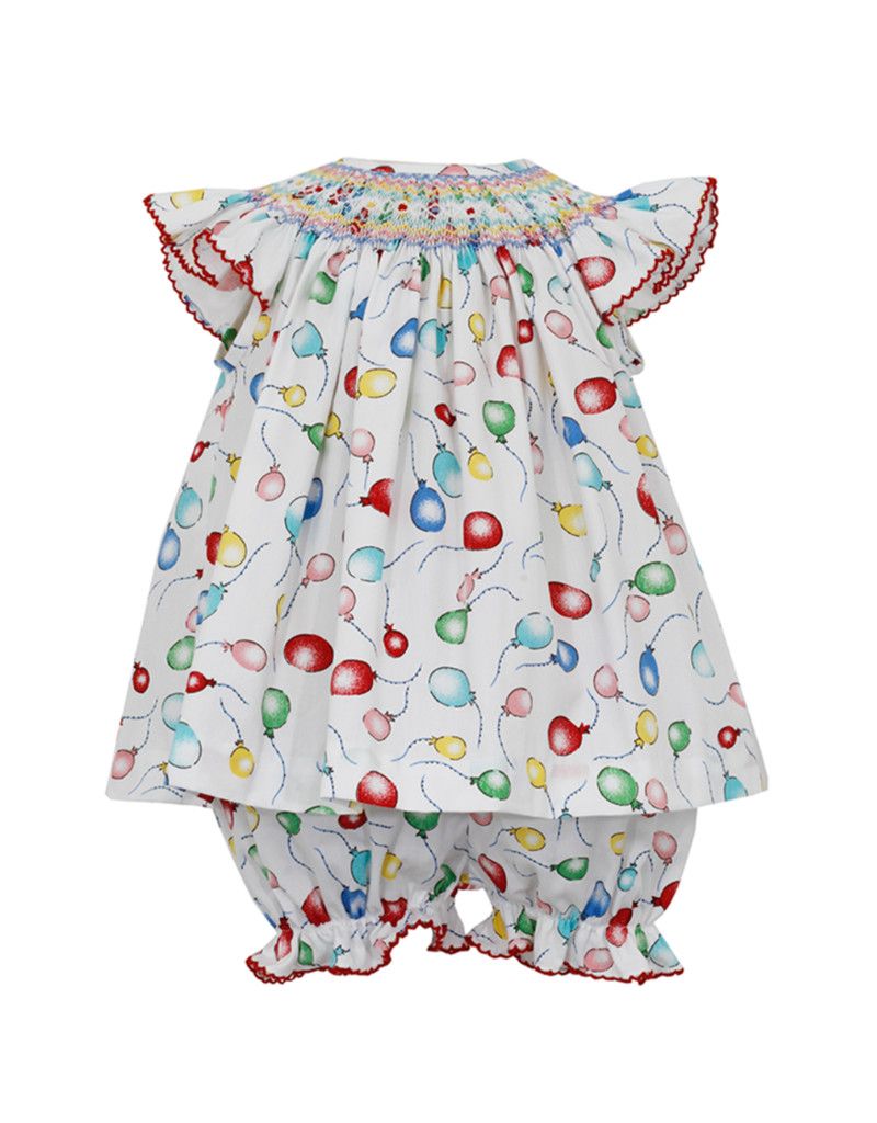 Party Balloons Bloomer Set with Smocking