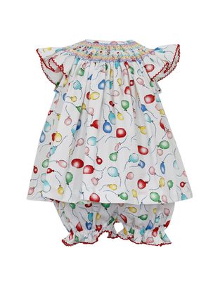 Party Balloons Bloomer Set with Smocking